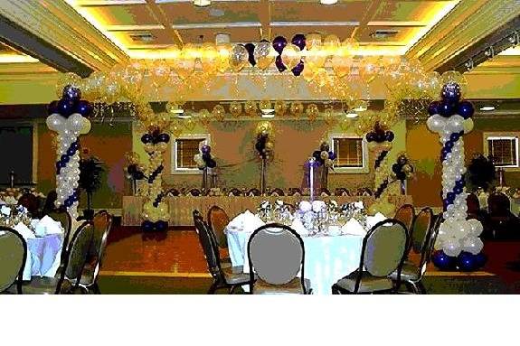 Dance Floor Decor' with Head table Decor' with up to 15 table centerpieces at $600.00 substitutions available. Call for information.