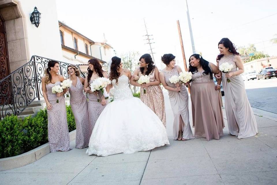 Bride and bridesmaids