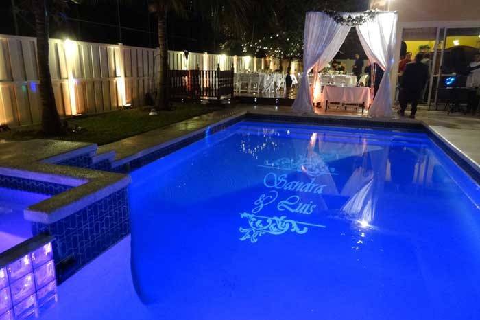 Gobo monogram on pool