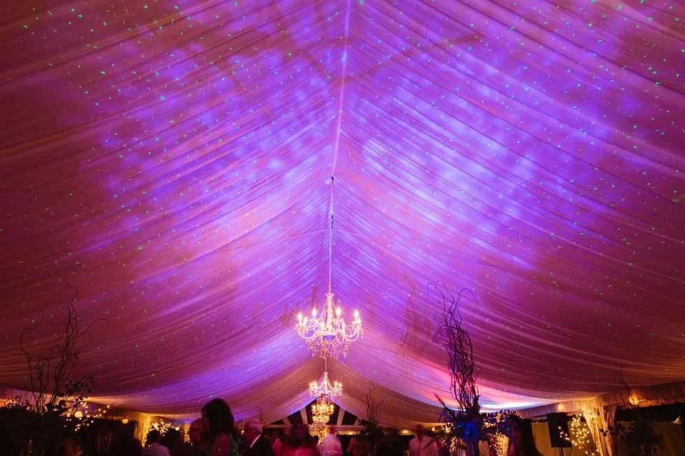 Starry night lighting on tent