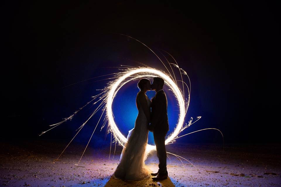 Night photo with sparklers