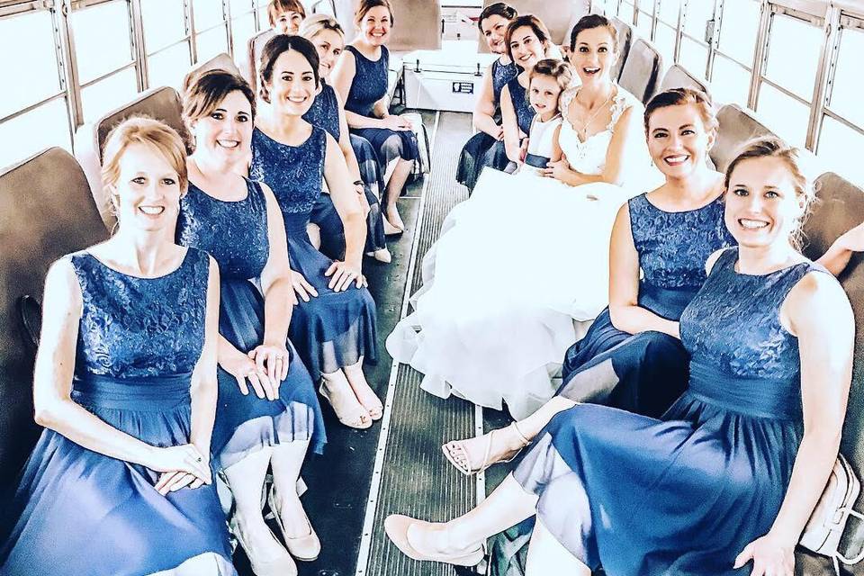 Bridesmaid's wedding party bus
