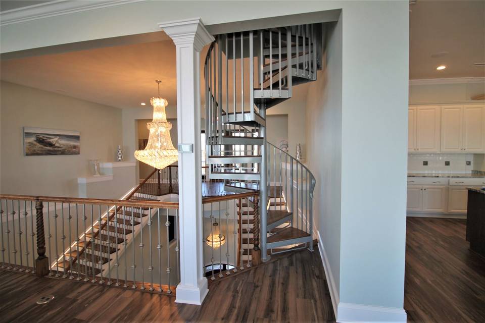 Second Floor spiral staircase to King Suite