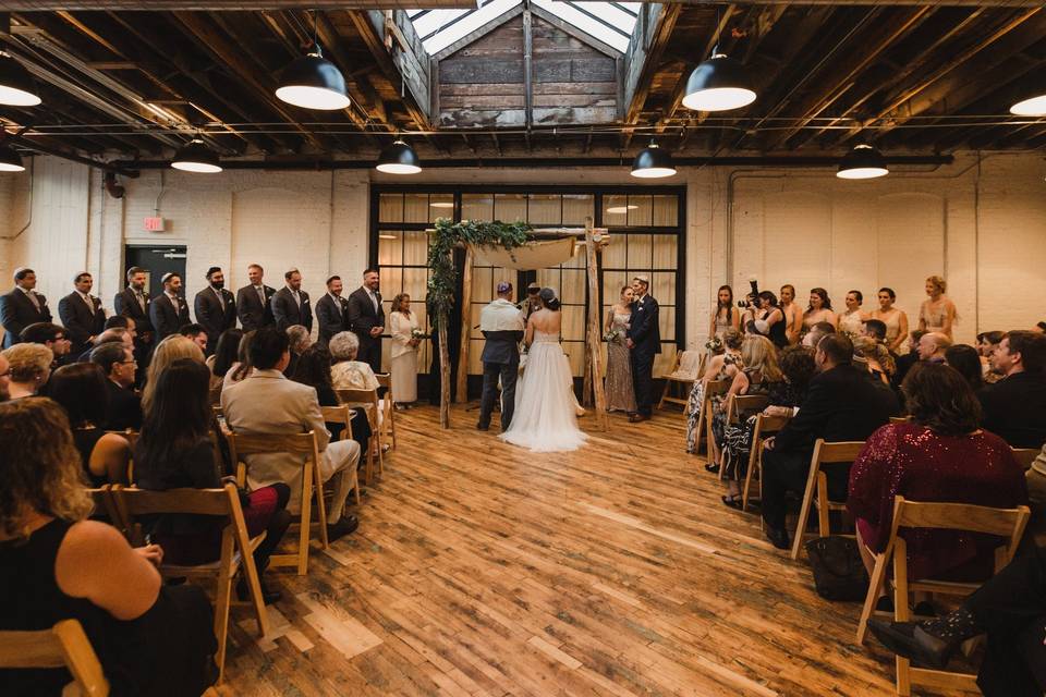 Ceremony in Front of Glass Doo