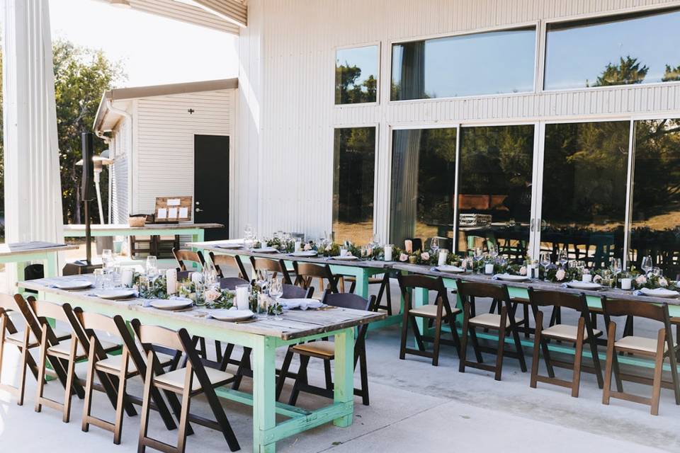 Table settings on patio