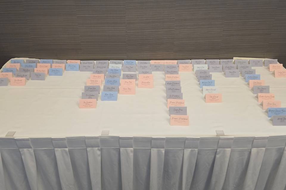 Name cards for Janssen Wedding