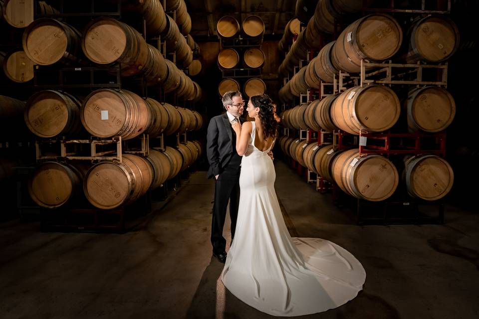 Couple in the Barrel Room