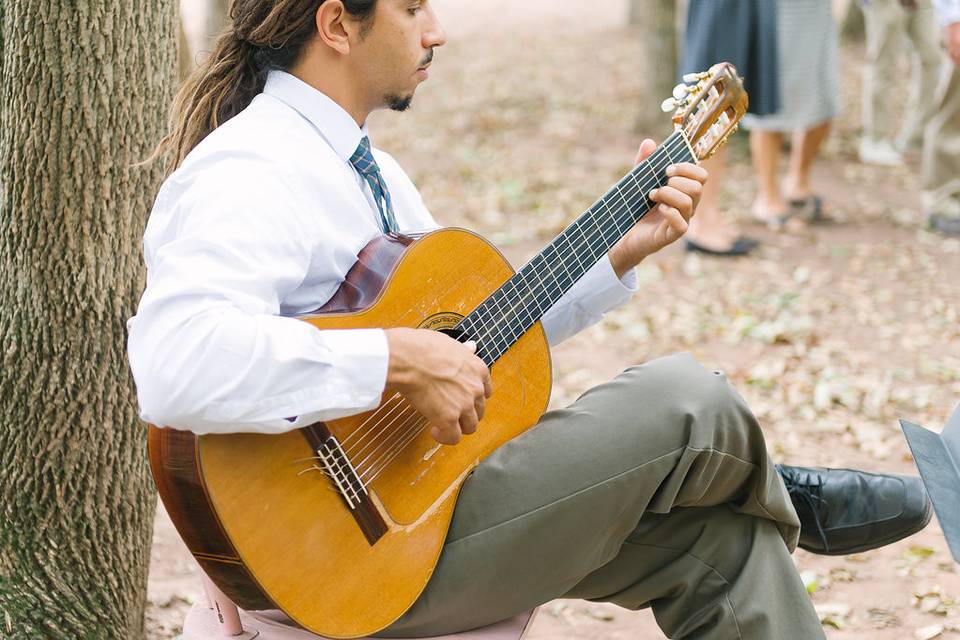 Performing at a rural wedding