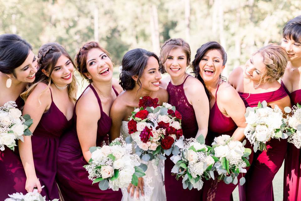 Bride and bridesmaids