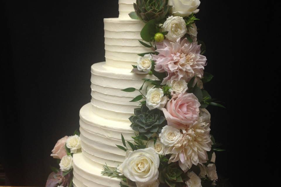5 Tier Cake with Stripes