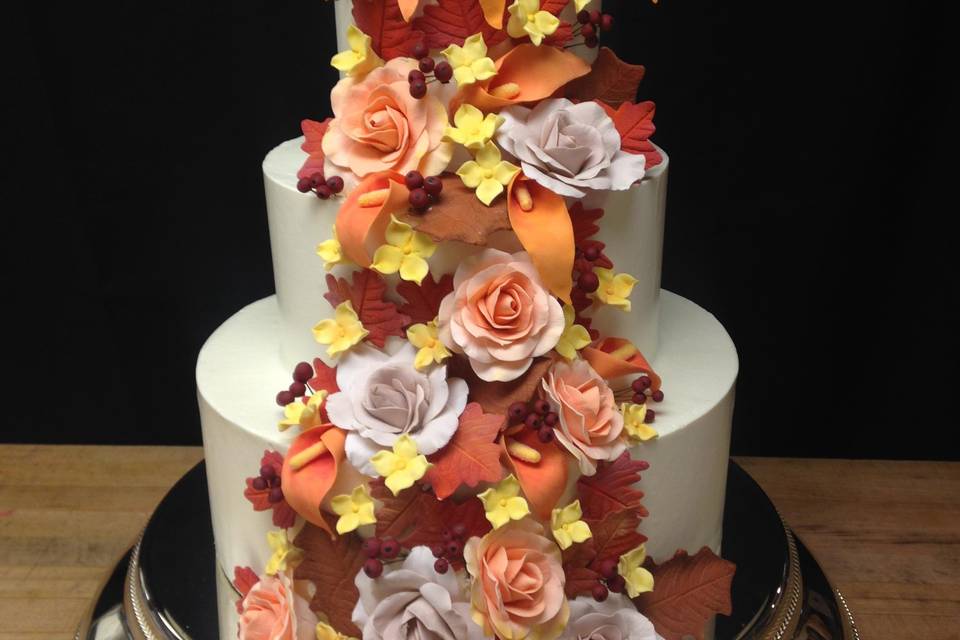 Fall Gum Paste Flower Cake