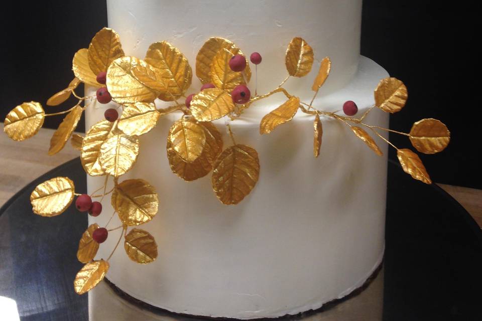 Winter Cake with Gold Leaves
