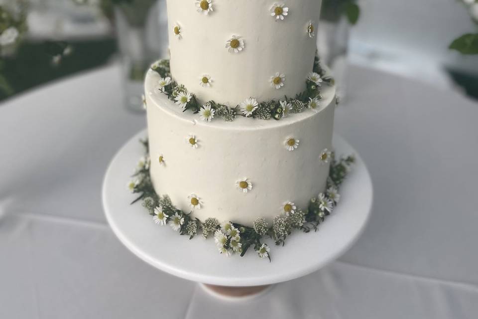 Two Tier Daisy Cake