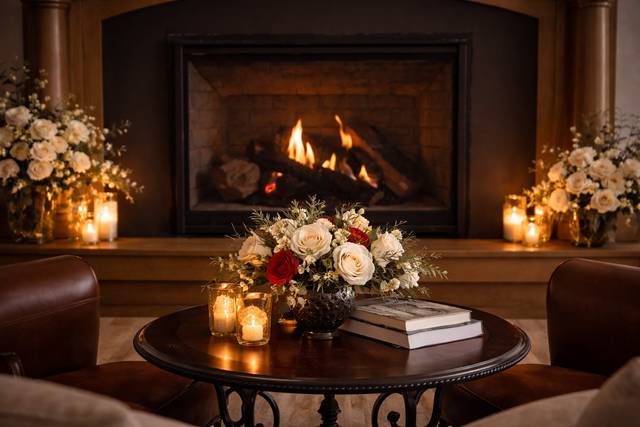 Active Fireplace in Ballroom