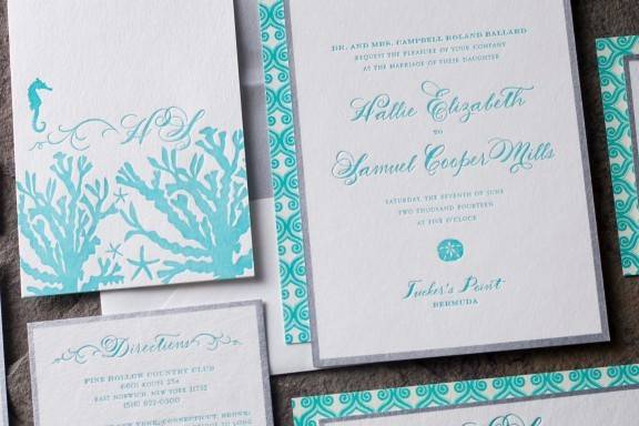 Sea blue invitations