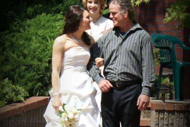 Bride and father getting ready