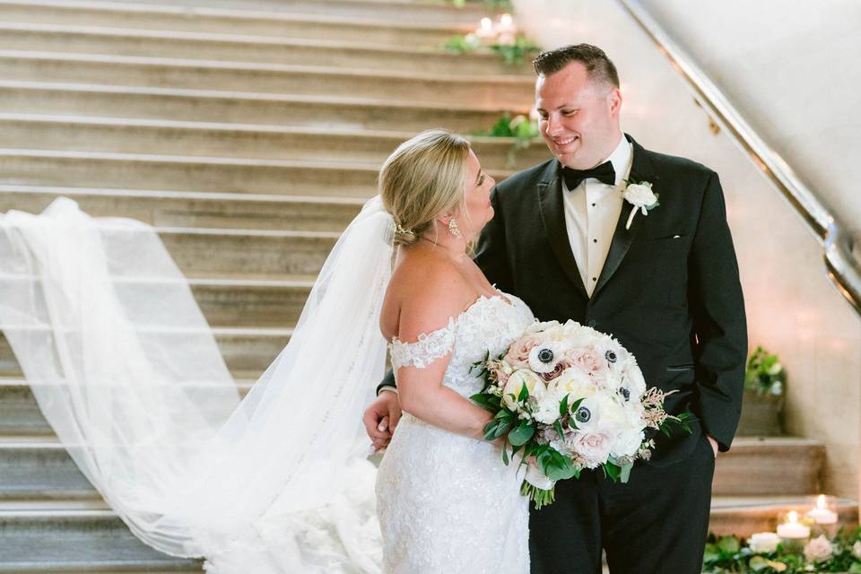 Bride & groom grand staircase