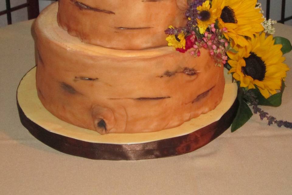 2 layered cake with sun flower