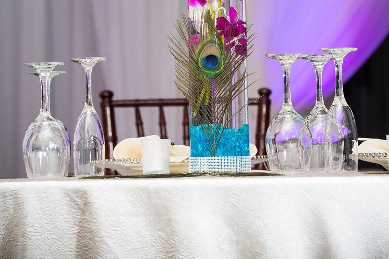 White table setup with centerpiece