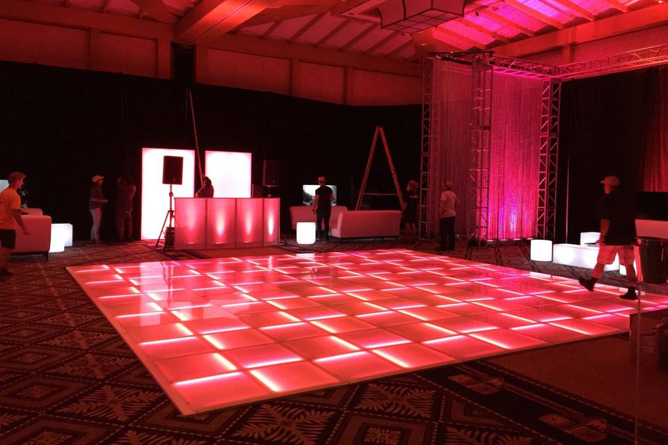 T-Mobile Corporate Party - LED Dance Floor, Uplighting & PA Sound Rental
