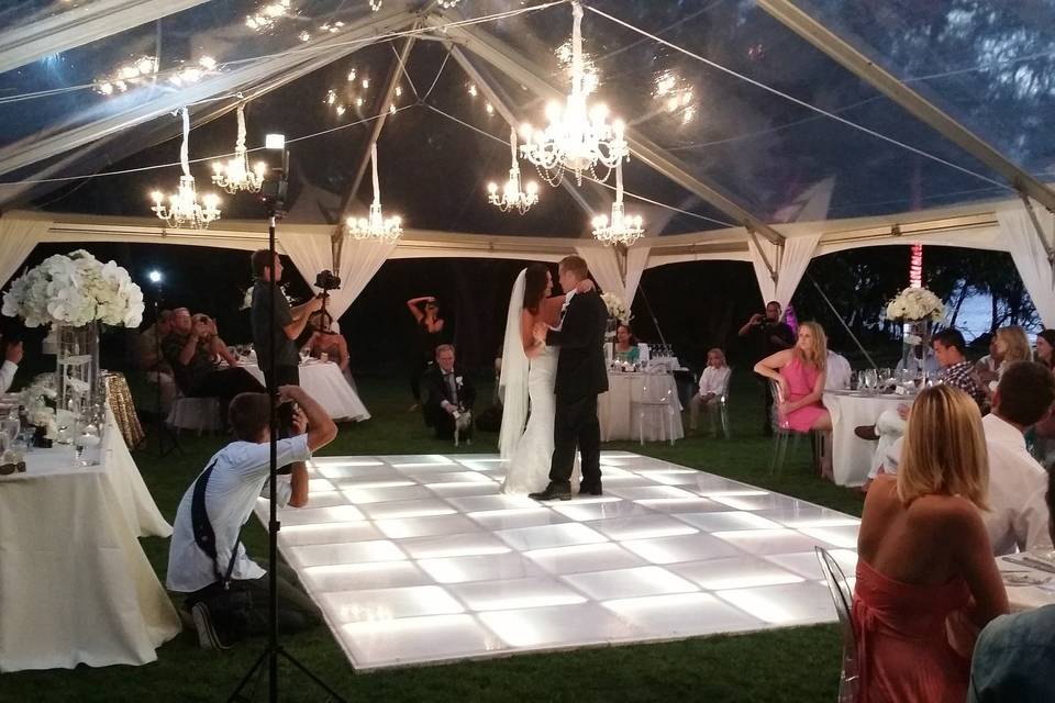 First Dance at Sugarman's Estate in Makena.  DJ/Emcee Services along with Uplighting & LED Dance Floor