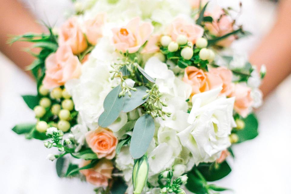 The bride holding her bouquet