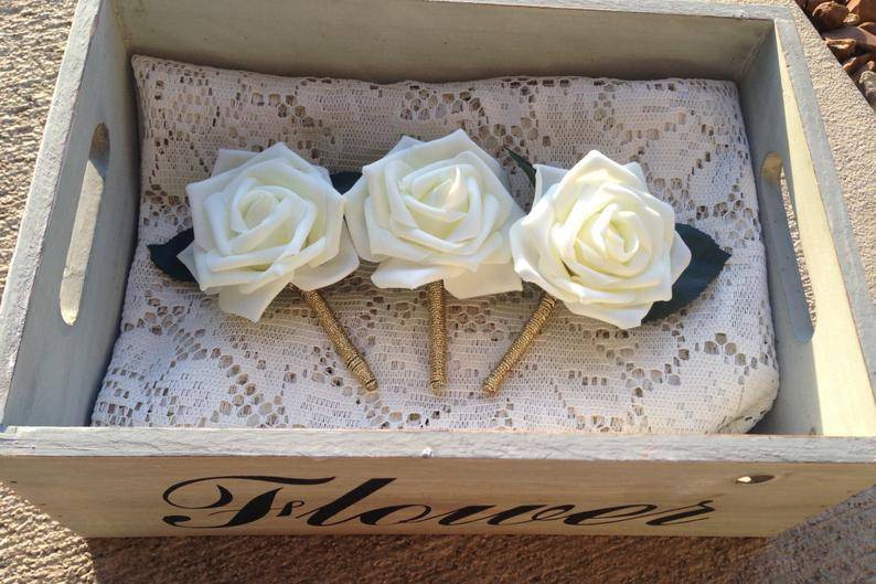Gold and Ivory Boutonniere