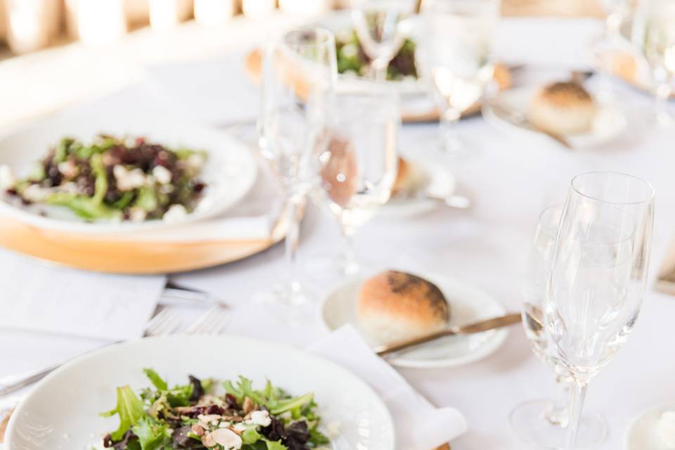 Salad on gold plate