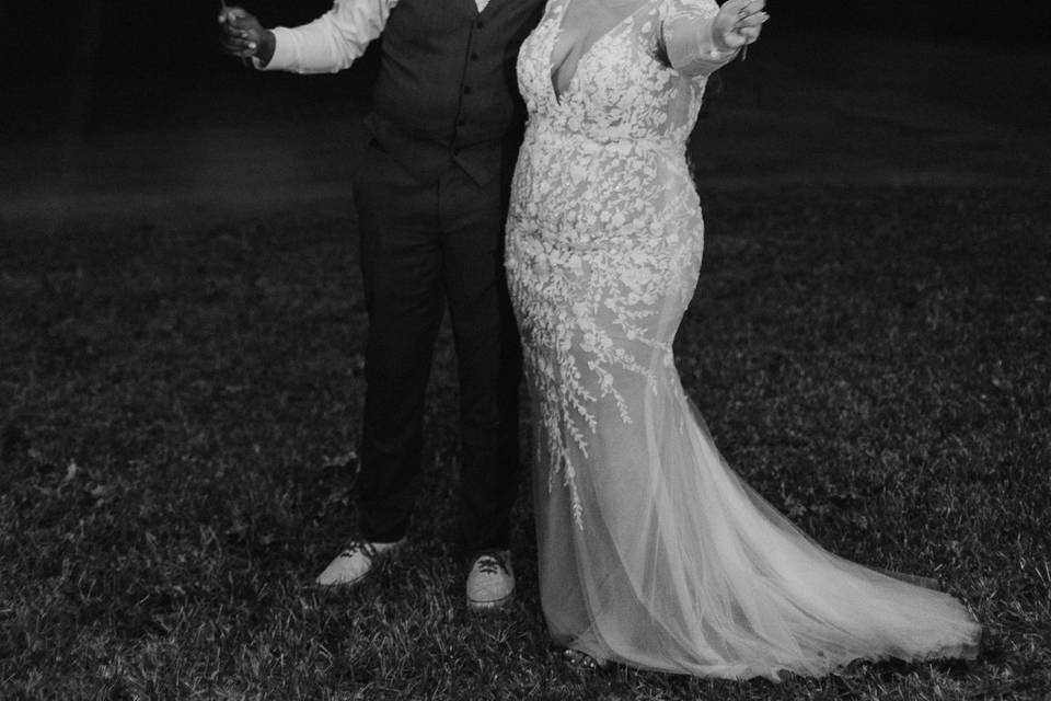 Newlyweds with Sparklers