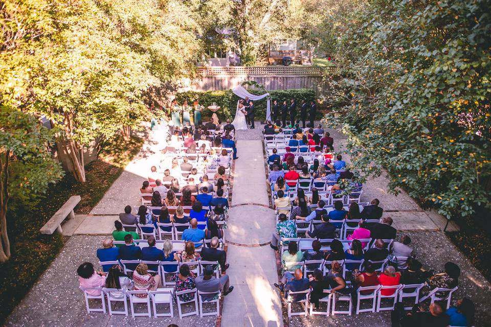 Ceremony guests courtyard