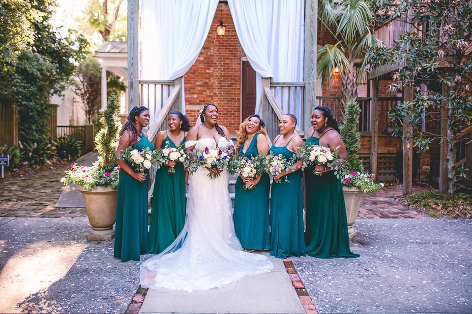 Bride bridesmaids bouquets