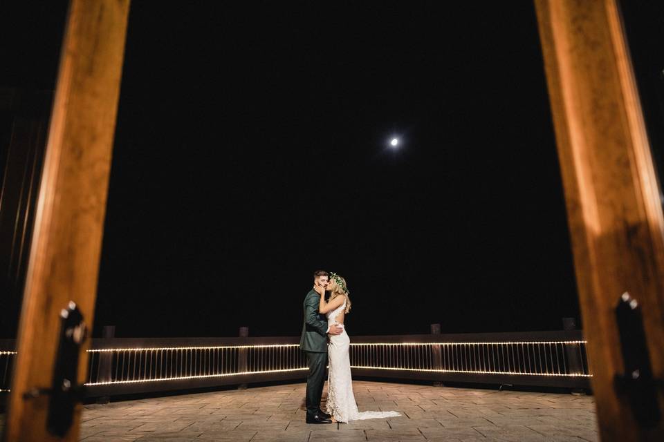 Happy couple with the moon