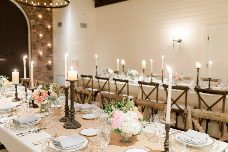Table with candle centerpiece