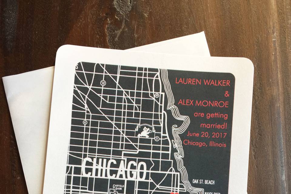 Chicago Map Save the Date