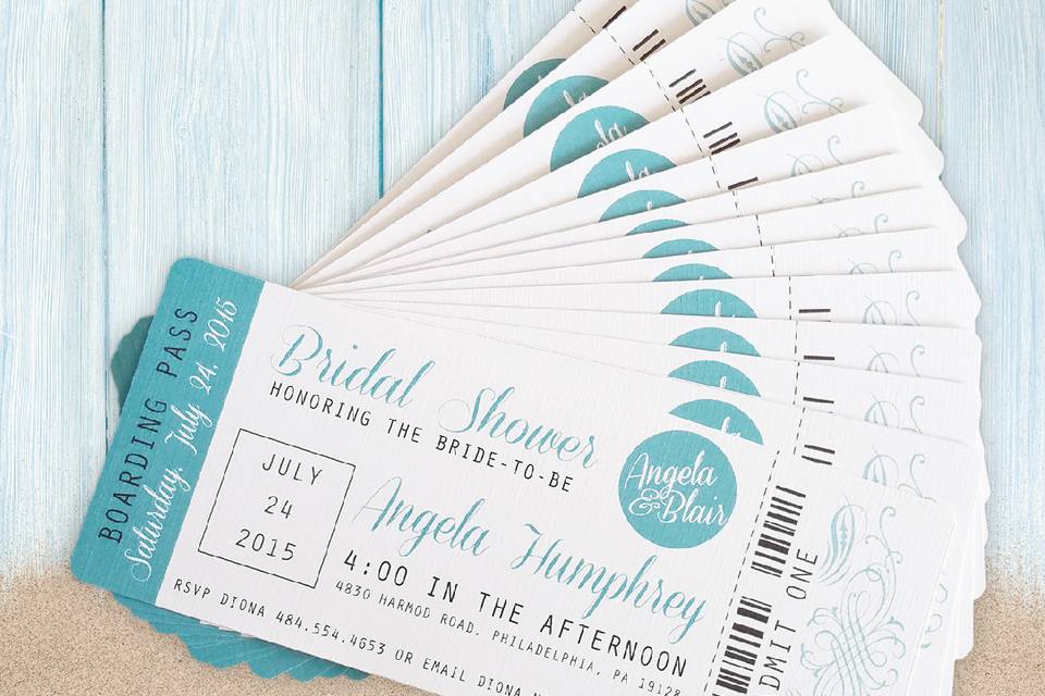 Plane ticket themed invitation