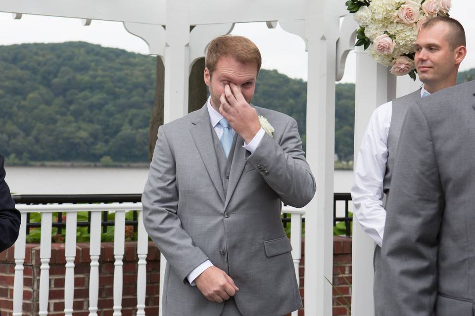 Happy tears from the groom