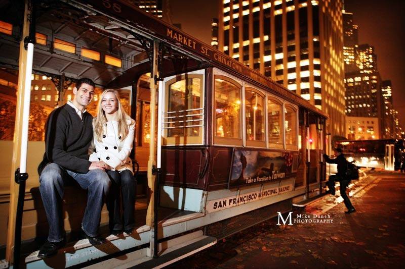 Cable car engagement session in San Francisco