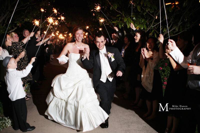 Sparklers at a wedding in Monterey, California