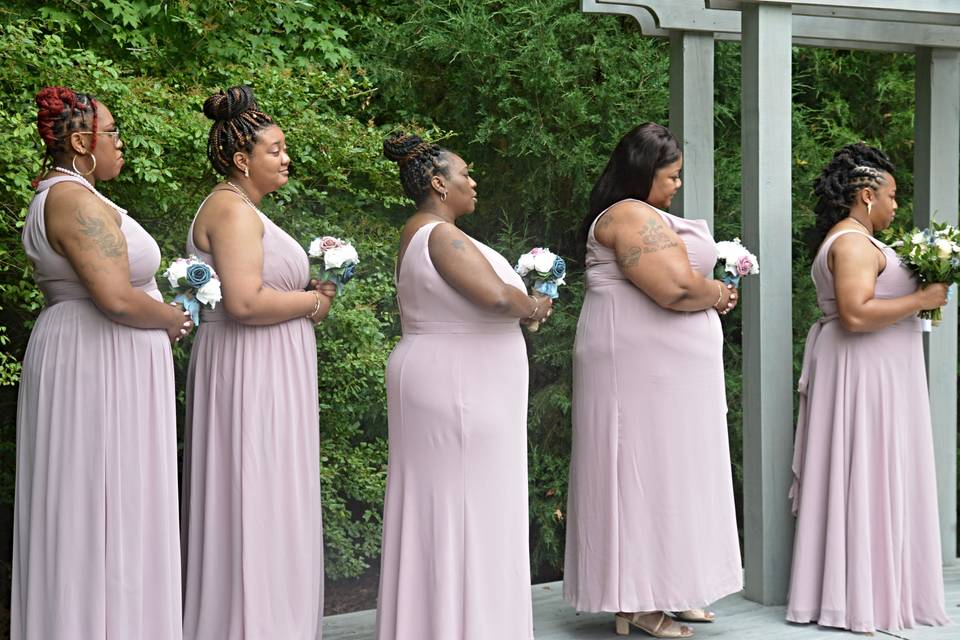 Ceremony altar bridesmaid view