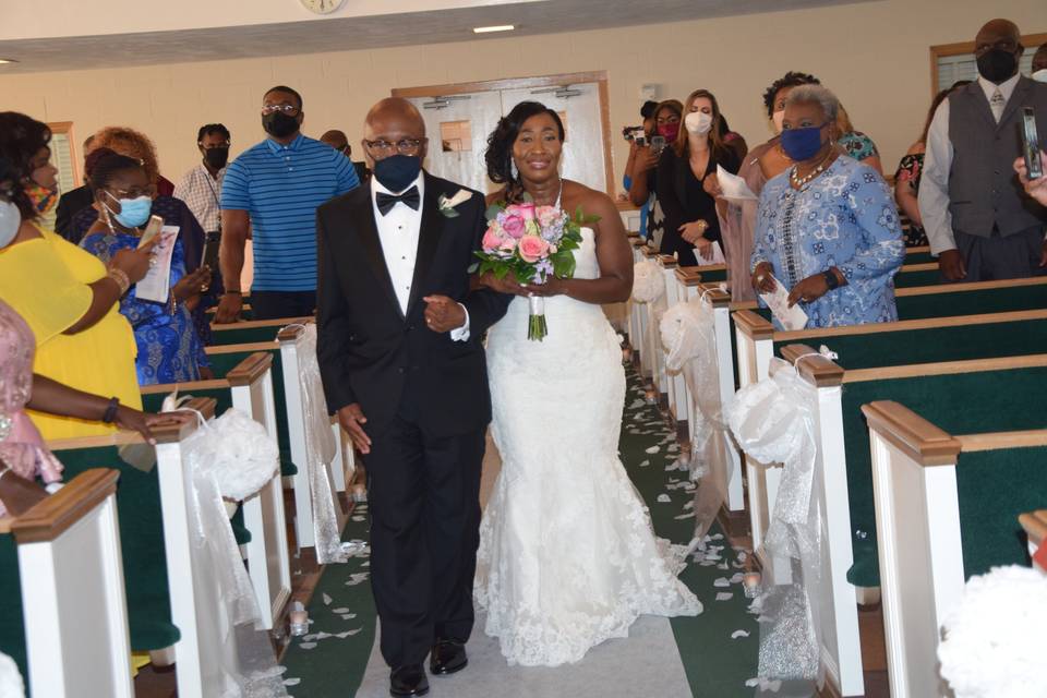 Dad walks bride down aisle