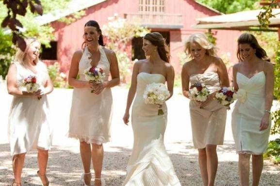 Bride with bridesmaids