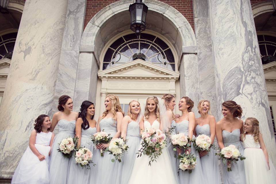 The bride with her bridesmaids