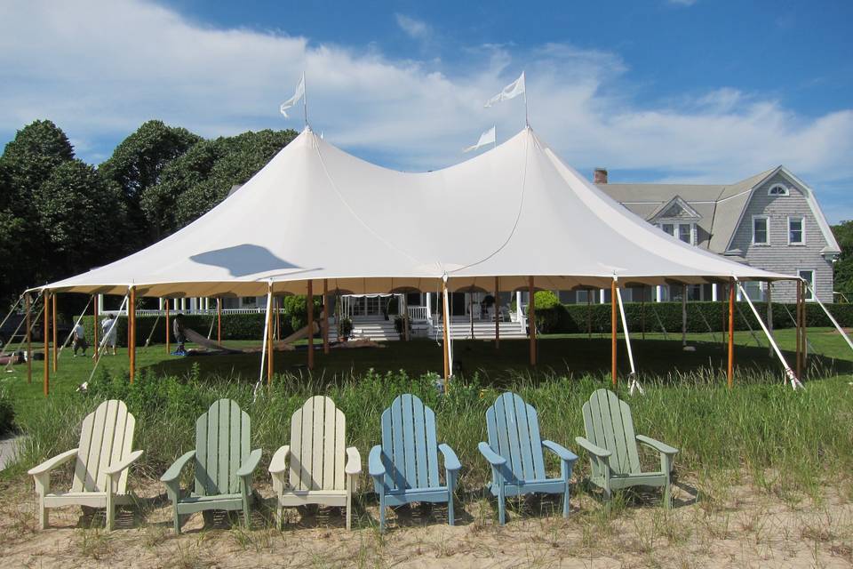 Tent with beach chairs