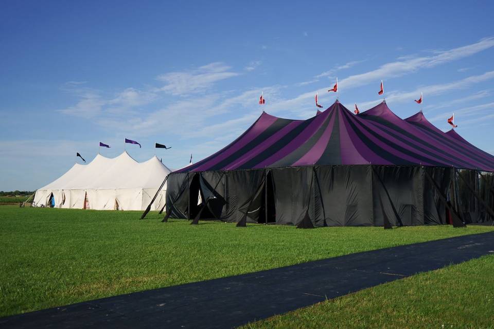 Black and white tent