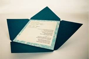 Custom Teal and Ivory EnvelefoldWedding Invitation Set