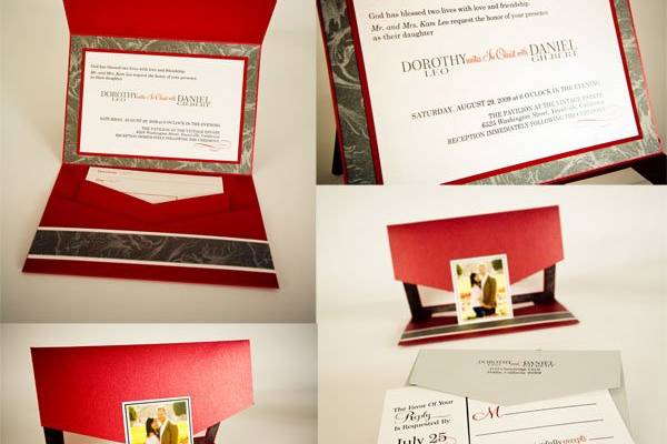 5x7 Custom Pocket Fold Wedding Invitation set!