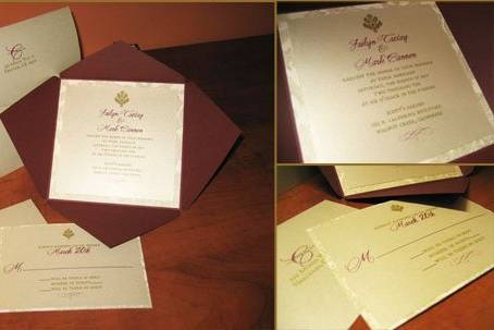 Custom 5x5 Envelefold Burgandy Invitation Set