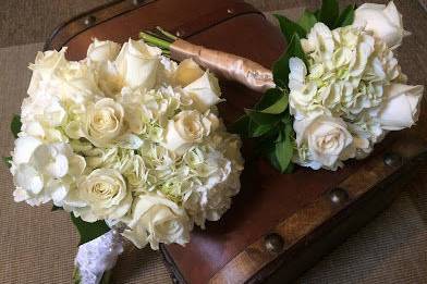Classic all white bouquets