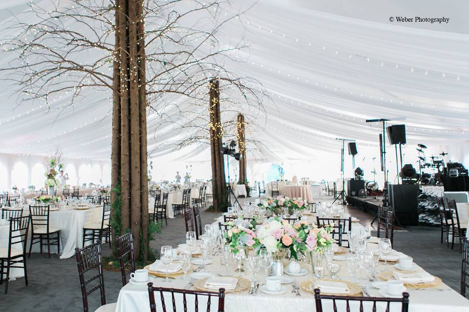 Tent wedding reception area