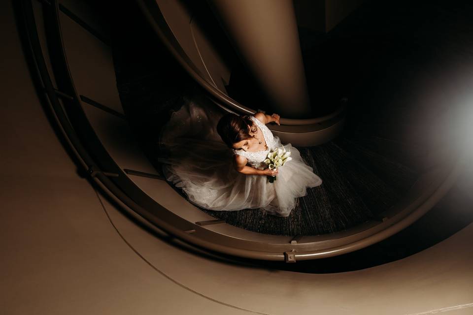 Bride on Spiral Stairs